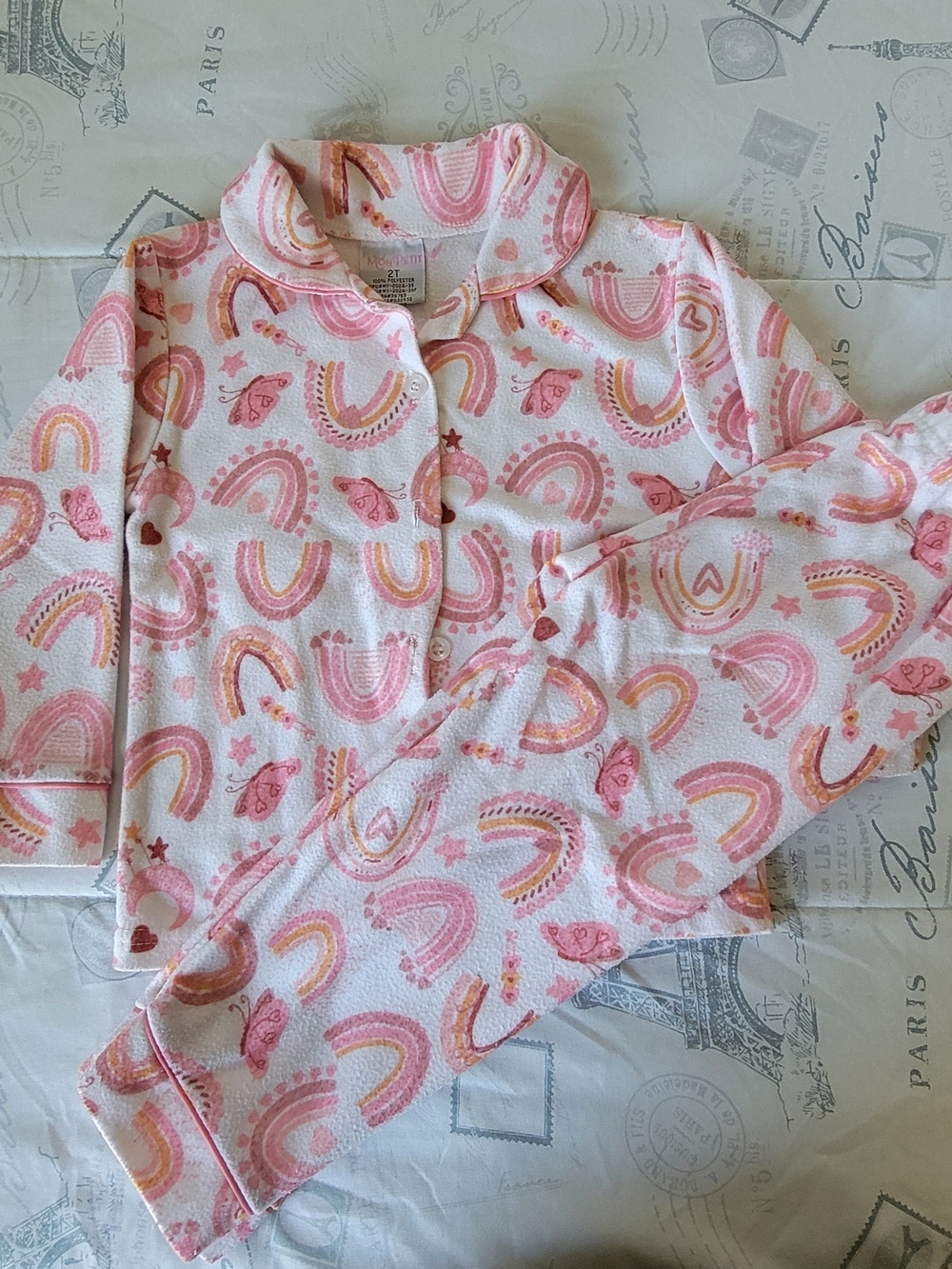 Girls' Pink Rainbow Print Pajama Top - Brand:
